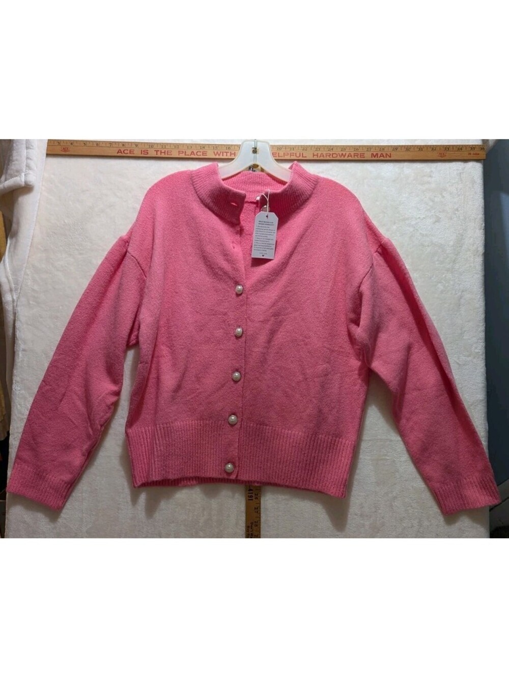 Pearl Made With Love Bubblegum Pink Mock Neck Knit Cardigan Sweater XXL New With